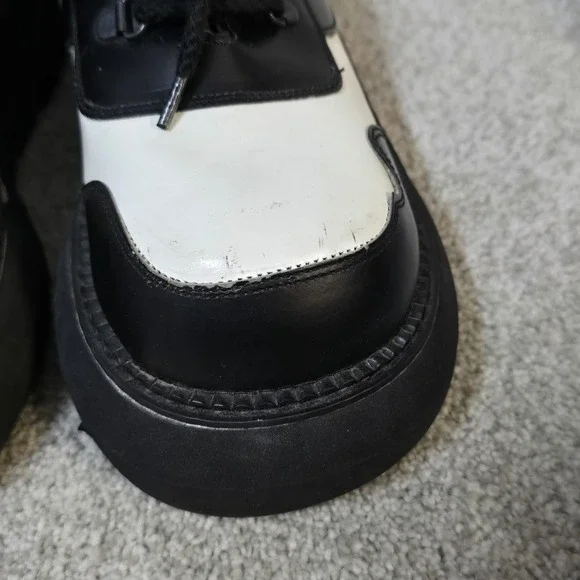 Vintage FLUEVOG Bunks Womens (9) 90s Black White Creeper Platform Rave Club - Picture 4 of 14